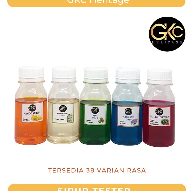 

Stok Banyak Paket Tester / Sample Sirup 5 botol GKC Heritage @ 60ml