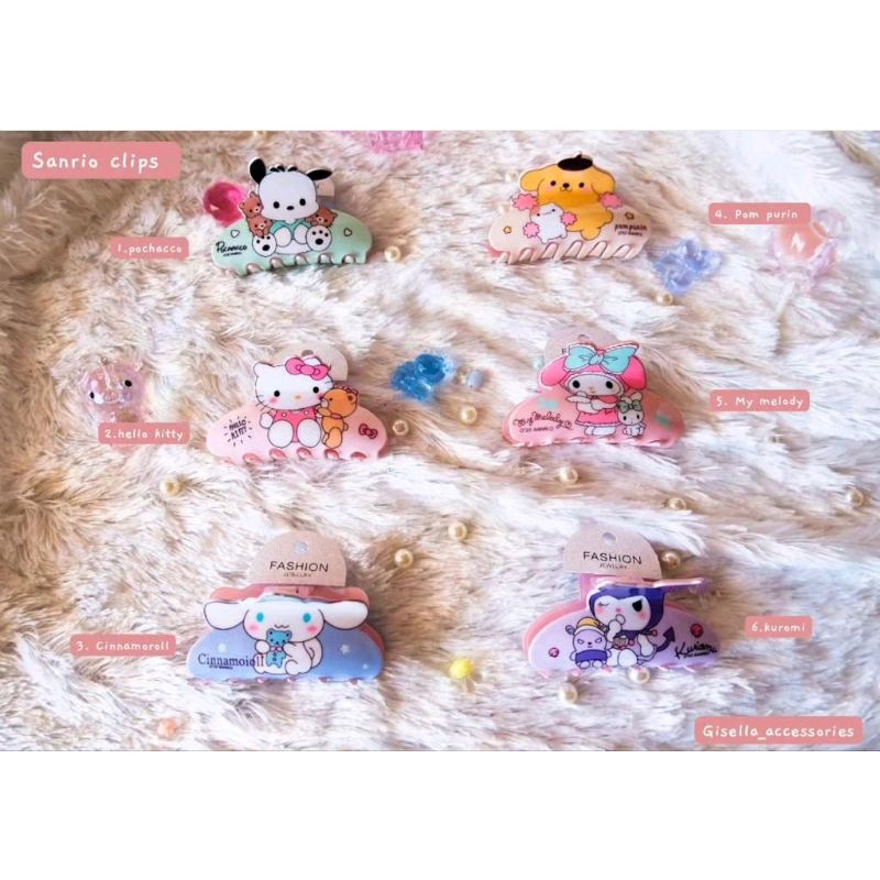 

jepit rambut sanrio melody pochacco pumpurin cinnamoroll hello kitty kuromi