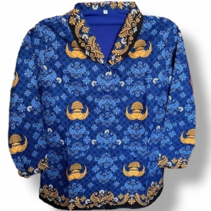 PDZP8539 Terbaru Batik Korpri Terbaru 2022 Kerah Hitam Furing / Baju korpri terbaru Wanita  2022 / K