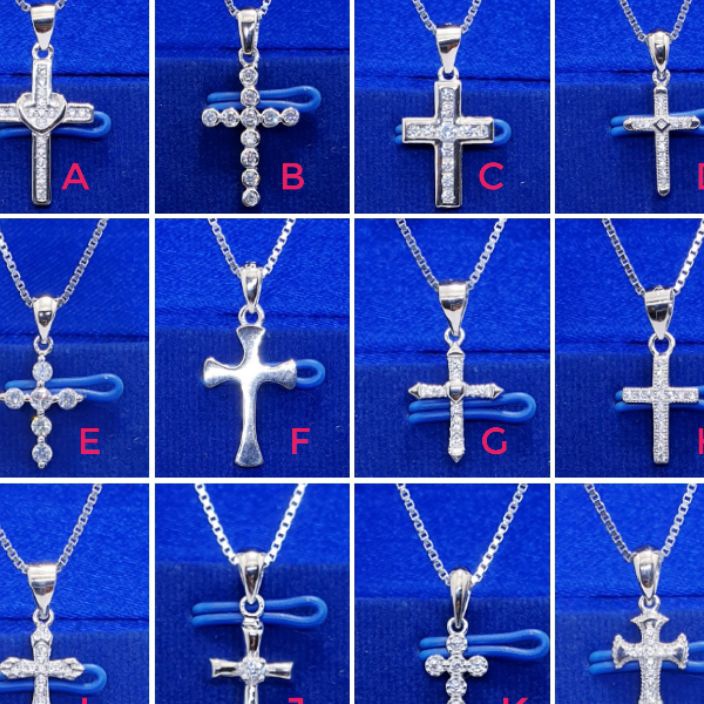 TKMG2716 COD Kalung Dan Liontin Salib Perak 925 Asli - Perhiasan Kalung Bandul Salib Wanita Silver 9