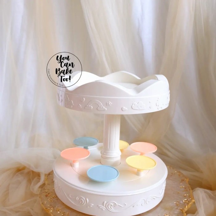 

Hariya Go Round Party 2 Tier / Rotating Turntable Cake Dessert /Partytraybelt