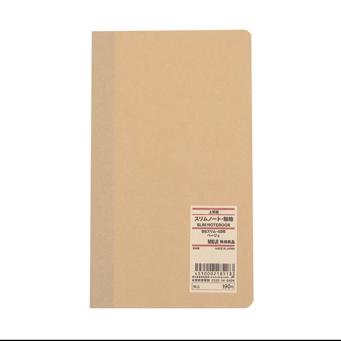

Terlaris Hq Papers Slim Notebook/ Plain B6 40 Sheet Muji - Buku Polos Muji