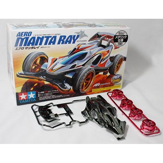 ✅New Tamiya Mini 4Wd Aero Mantaray Black Metalic Terbatas