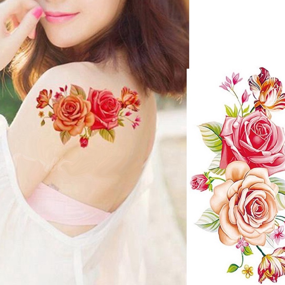 Readystock Tato Temporer Bunga Mawar Tattoo Temporary Laris