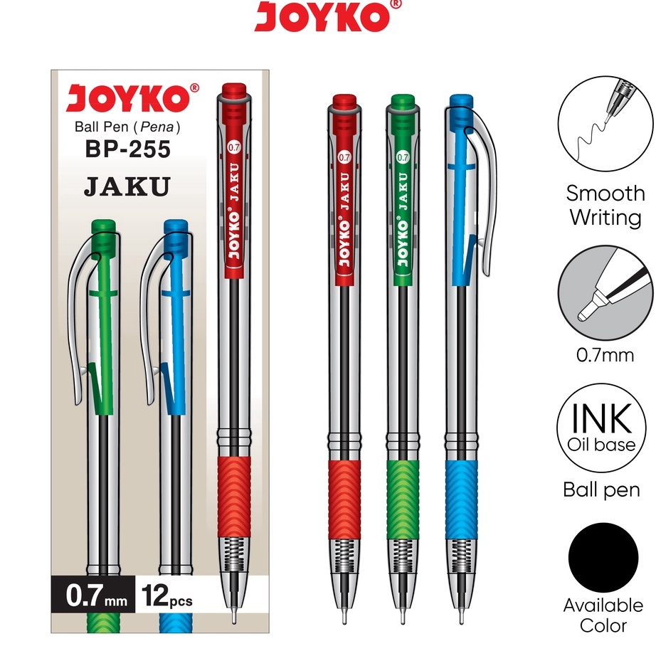 

CHDX7477 ORIGINAL% Ball Pen Pulpen Pena Joyko BP-255 Jaku 0.7 mm 1 Box 12 Pcs