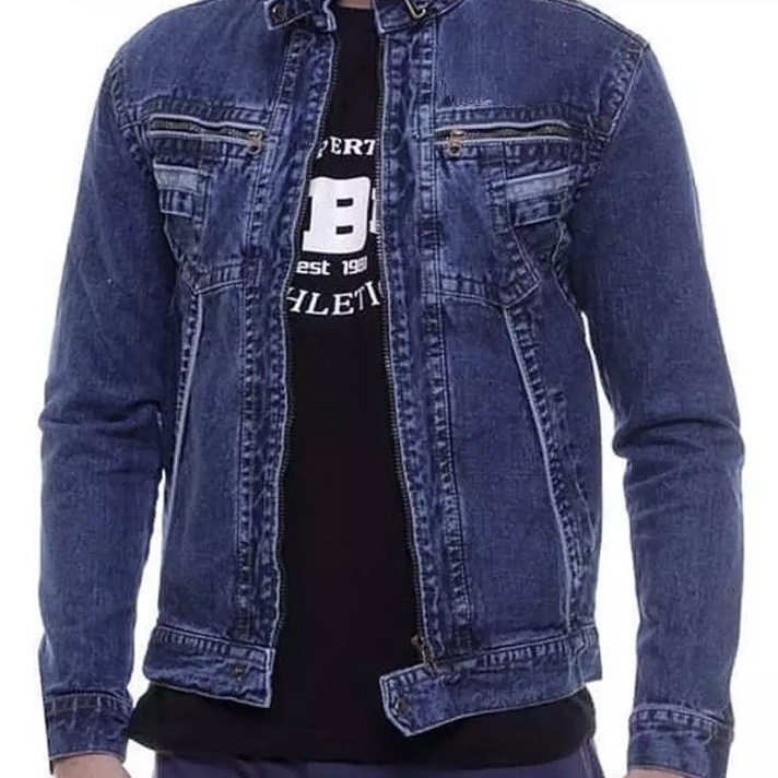 Terlaris JAKET JEANS PRIA KERAH TINGGI RESLETING JAKET JEANS COWOK TB BANDUNG MURAH JEANS BOMBER ➷➷✻