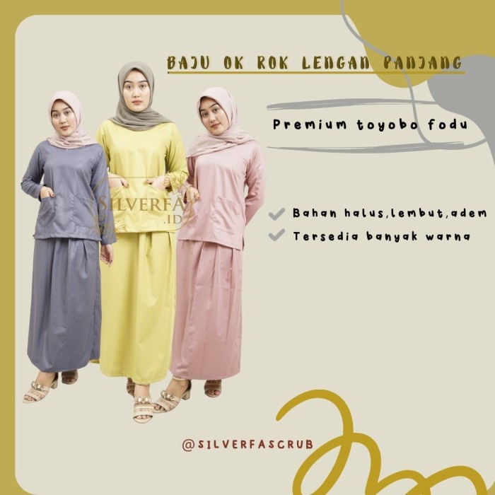 Terlaris Baju Oka / Scrub / Baju Dokter / Baju Oka Setelan Rok / Oka Stelan Rok