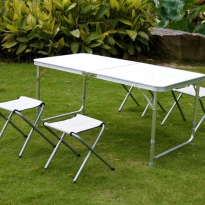 ```````] meja lipat koper aluminium meja lipat portable serbaguna