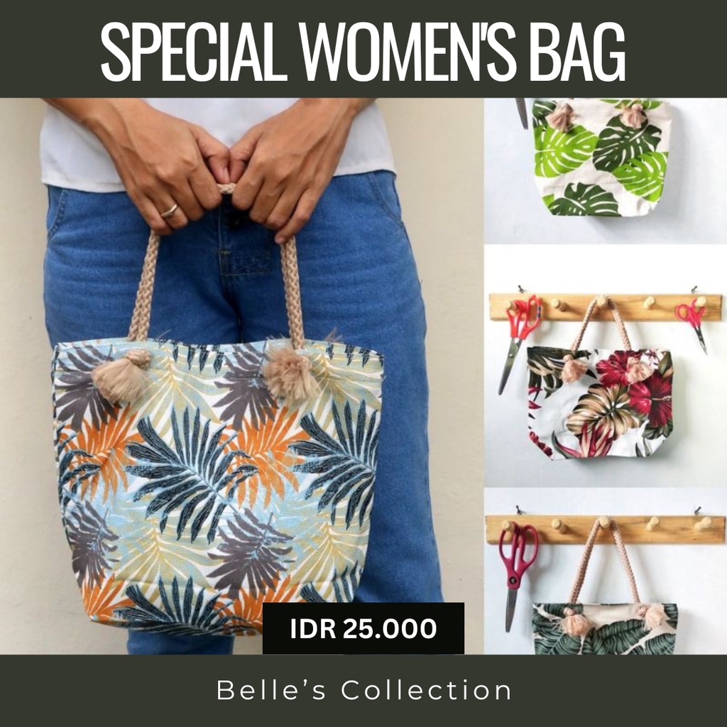 TOTE BAG SUMBU / TAS JINJING TALI SUMBU KAIN KANVAS / TAS MUKENA TOTEBAG KECIL 34x7x26 CM