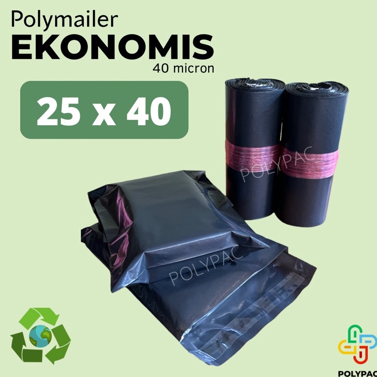 

Best Seller Polymailer Hitam HD Ekonomis [25x40] isi 100 pcs - Polymailer Lem 57