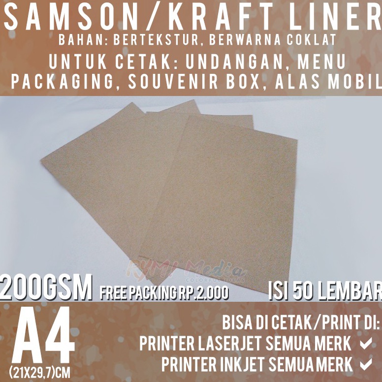 

10.10 sale Samson Kraft 200 gsm A4 isi 50 lembar / Kertas Samson Kraft Liner Tebal 200 gram Coklat pack