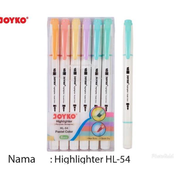 

2.2 STOK READY Dual tip Highlighter 6 WARNA Pastel Color joyko HL54