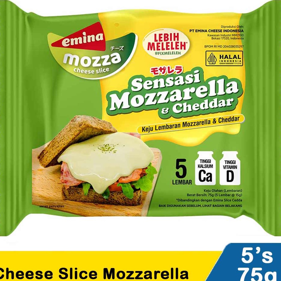 

↕➨⁑✲ Keju Emina Mozzarela Slice Lembaran 75gr isi 5 pcs Best Produk