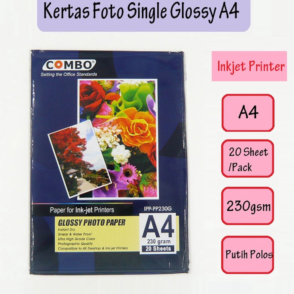 

5.5 Promo Brand Glossy Photo Paper / Kertas Foto A4 230 gr Combo