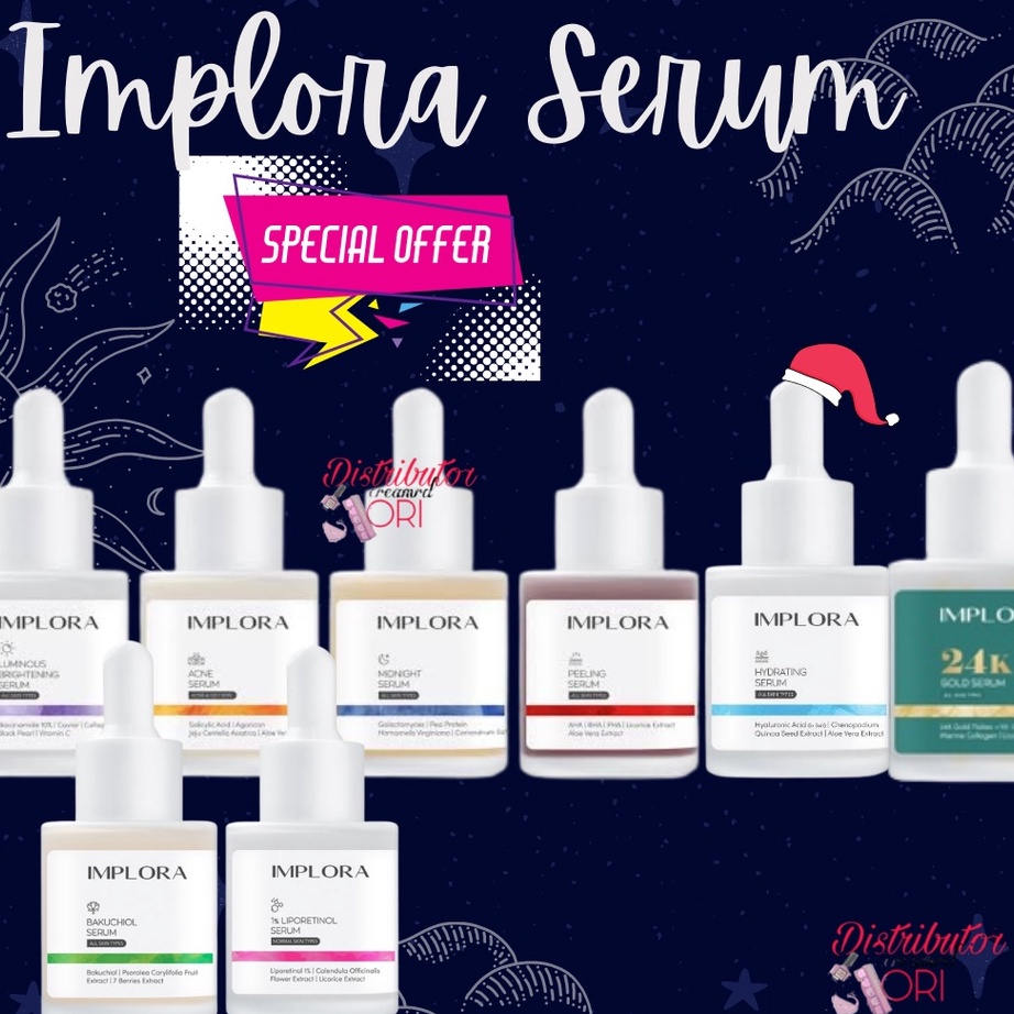 Terlaku. SERUM WAJAH IMPLORA/ IMPLORA FACE SERUM acne IMPLORA LUMINOUS BRIGHT MIDNIGHT PEELING HYDRA