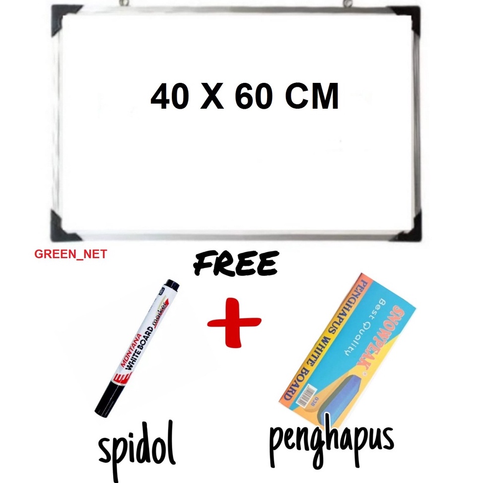 

9.9 MALL Papan Tulis Spidol dan Kapur Whiteboard / Blackboard Ukuran 40X60 (FREE SPIDOL DAN PENGHAPUS)