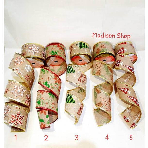 

Pita Natal Kawat Gulung Dekorasi Parcel Natal Hiasan Pita Craft Snowflake