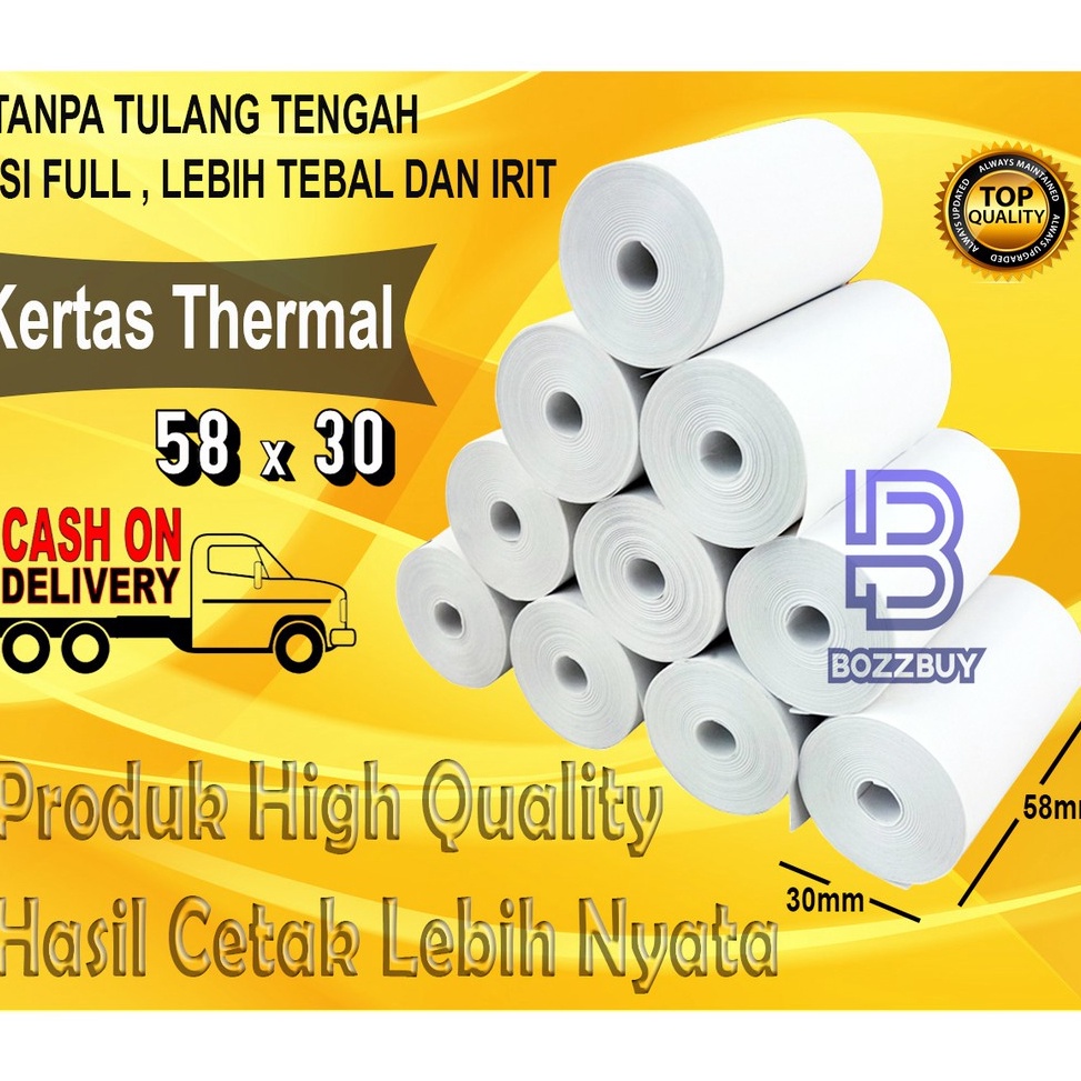 

Bozzbuy - Paket 10 Roll Kertas Printer Thermal 58mm x 30mm [ART. X5T9]