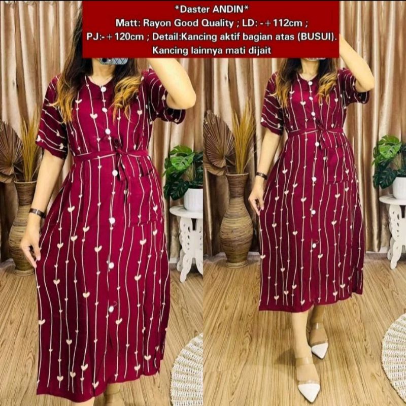 Daster Andin Lisa / Daster Andin Motif / Daster Andin Rayon motif