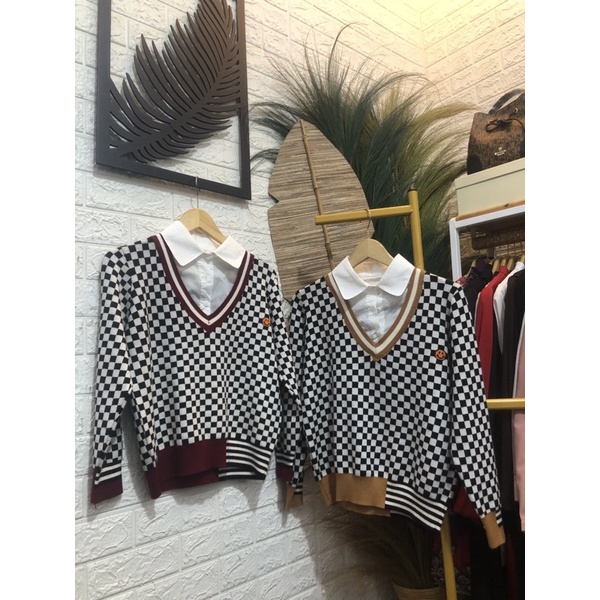 (Milabutik)Sweater Motif Kotak