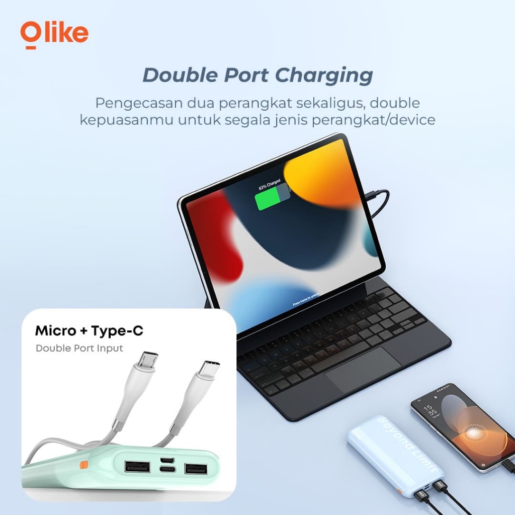 Olike P1 New 10000mAh Dual Input Output Power Bank Powerbank