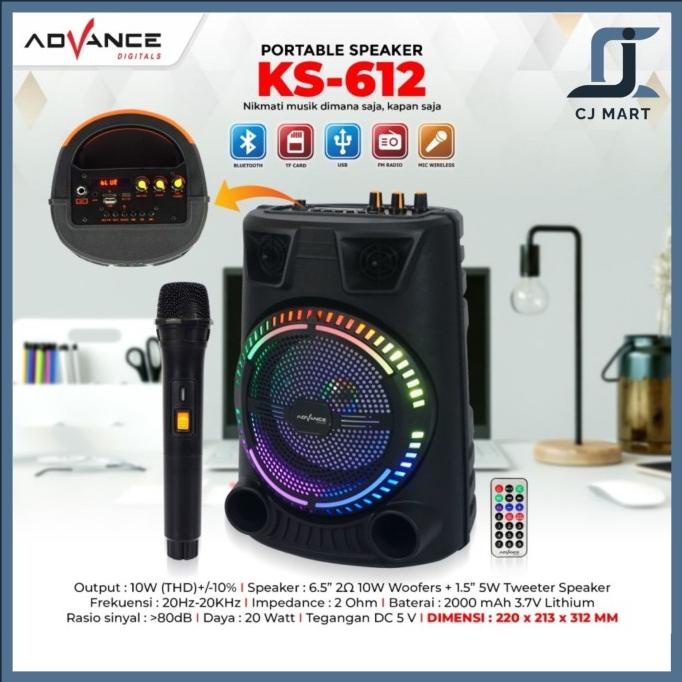 Speaker Advance Bluetooth Music Karaoke KS612 6,5 inch Free Mic KS-612