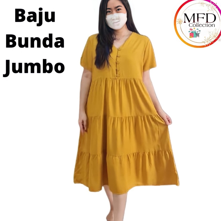 (75U♢/⁂ Dress June Ibu Hamil Jumbo Polos Rayon Premium Ld 120 Daster Jumbo Polos Muat BB 65-90 Kg Da