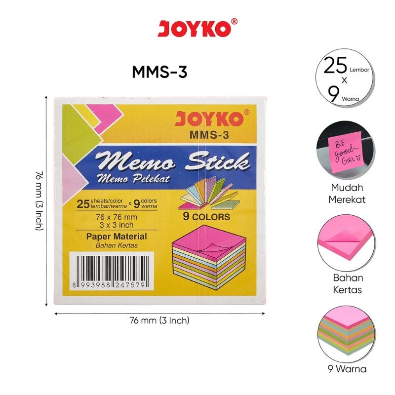 

Memo Stick Kertas Memo Tempel Sticky Note Joyko MMS-3