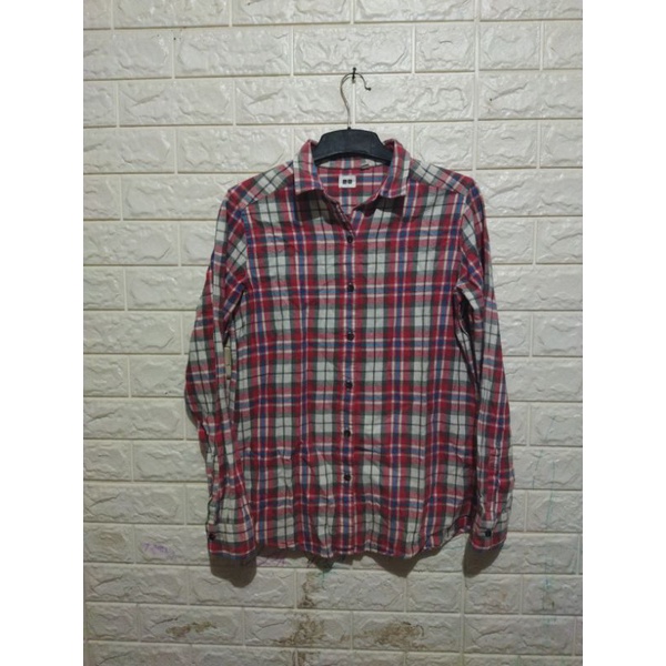 kemeja flannel uniqlo pria
