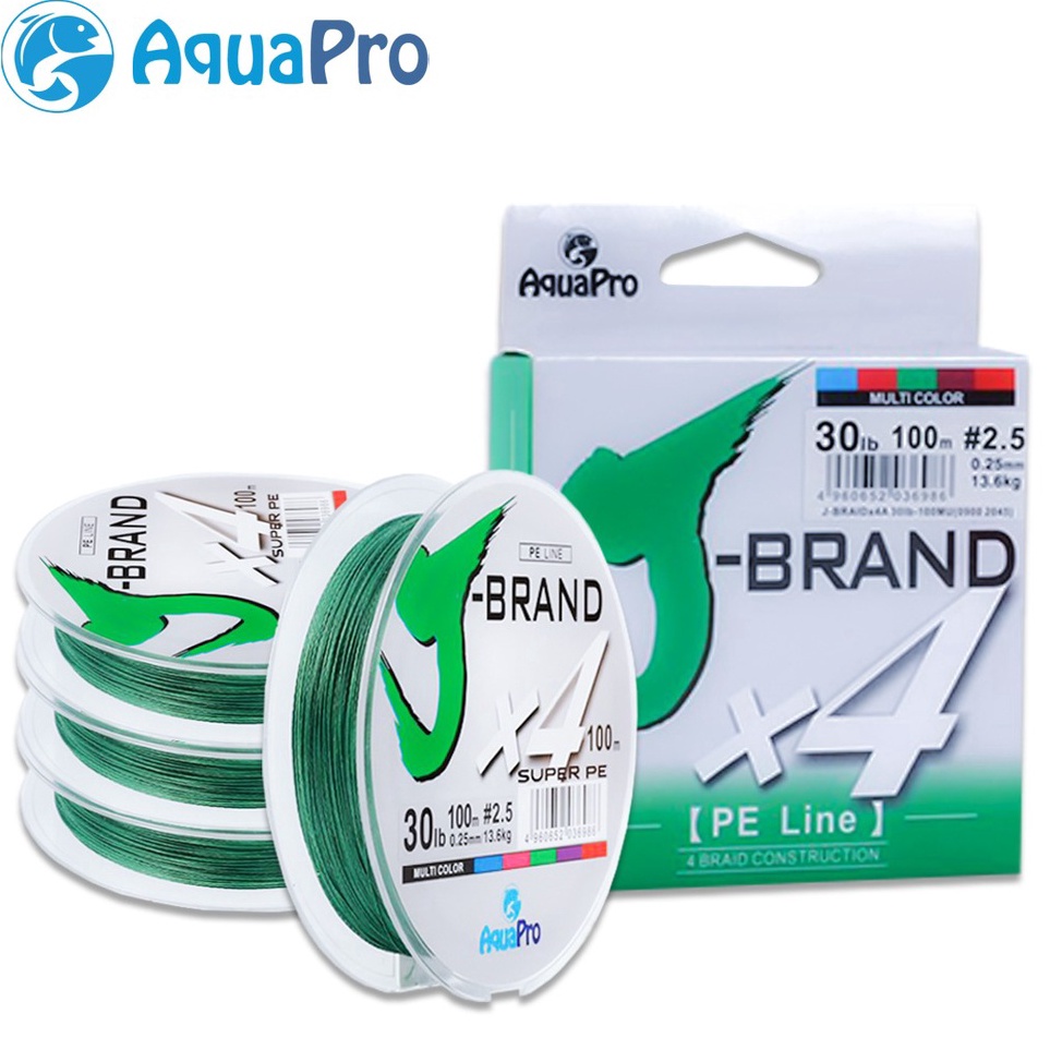 Super Berhadiah ⏮ AquaPro Senar Pancing J-BRAND X4 100M PE Senar Kepang 4 Helai Untai Senar Pancing 