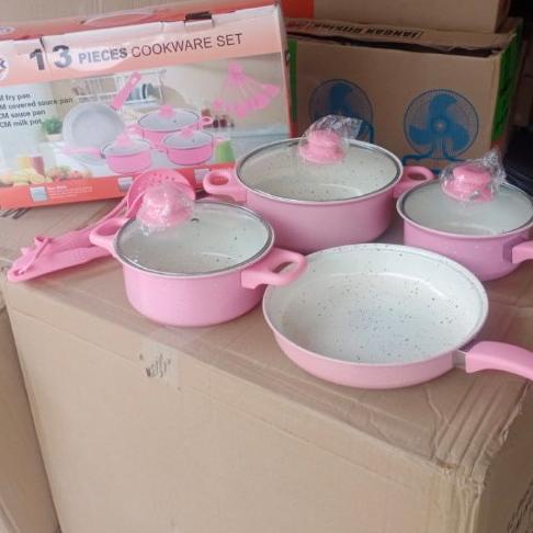 Cookware Set Pink/Panci Set /Panci Set 13 Pink