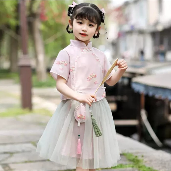 Cheongsam girl dress chinese new year traditional dress cheongsam gauz