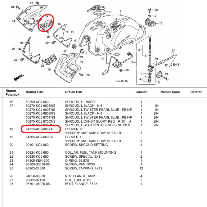 Louver Sayap Tangki Kanan TIGER REVO ORI AHM 64355KCJ660ZA ORIGINAL