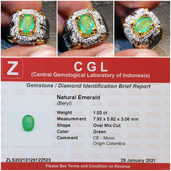 ✨Termurah Batu Zamrud Emerald Colombia Minor Memo 1.03 Crt Bisa Gojek