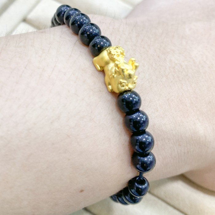 ✨Sale Gelang Emas 24K 999 Batuhitam Gelang Pixiu Bisa Gojek