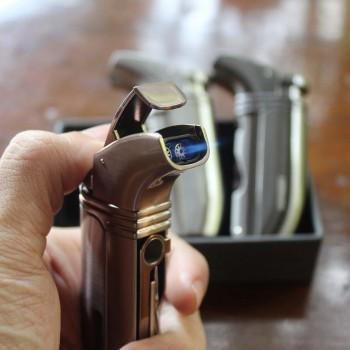

Elegant Double Torch Lighter With Puncher Korek Dan Pembolong Cerutu