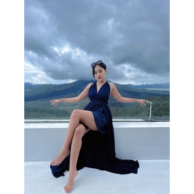 multiway dress maxi bali backless dress navy long dress chiffon women
