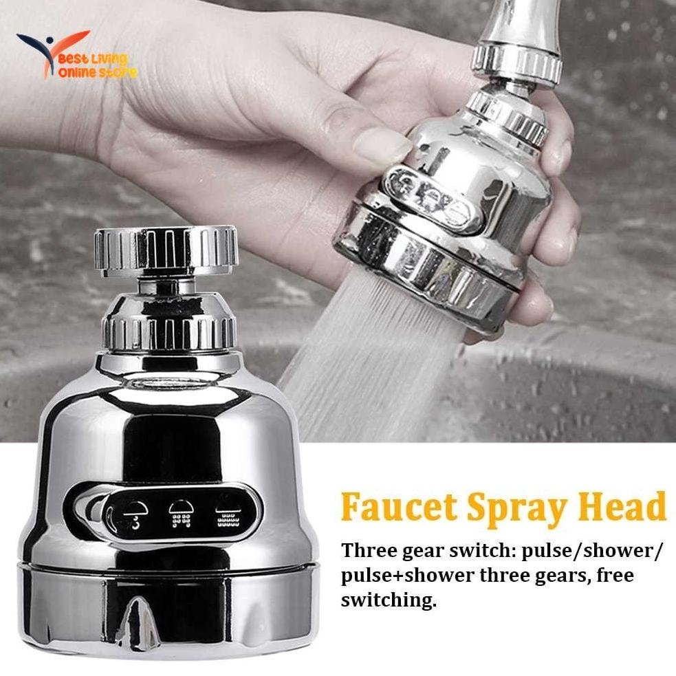 Kepala Sambungan Kepala Kran Sink 3In1 Head Keran Air Angsa Saringan Putar 360 Wastafel Cuci Piring 