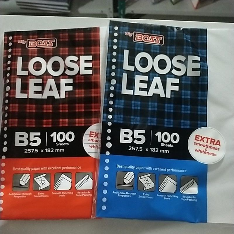 

loose leaf / kertas isi binder b5 ( polos / garis ) isi 100 lembar bigboss / big boss