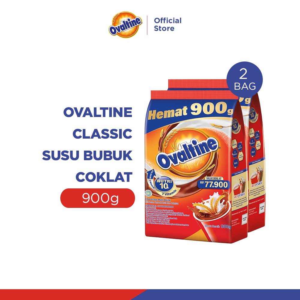 

Ovaltine Classic Susu Bubuk Coklat 900g x 2 Bag