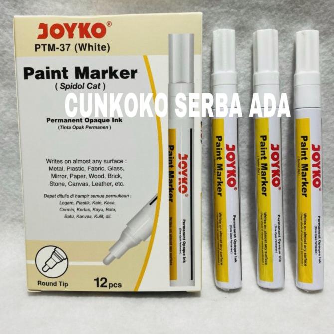 

SPIDOL JOYKO PERMANENT MARKER PTM-37 TINTA PUTIH / 1 BOX ISI 12 PCS