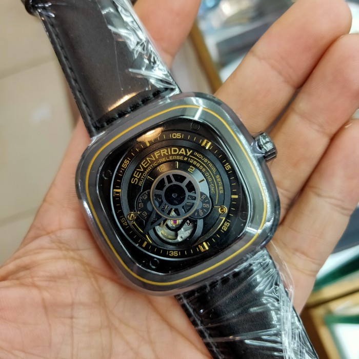 ✅Ori Jam Tangan Pria Seven Friday Black Lis Gold Automatic Mirror Diskon