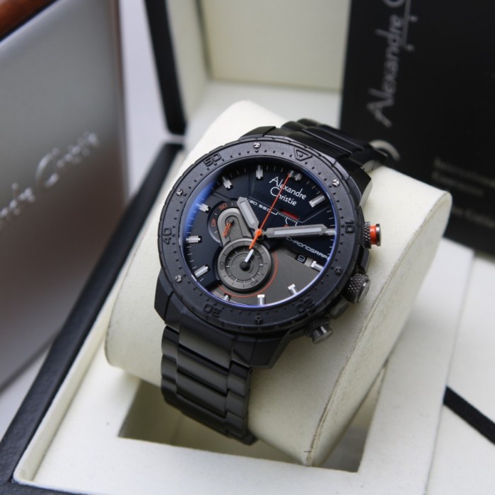 ✅Sale Jam Tangan Pria Alexandre Christie Ac 6627 Ac6627 Black Orange Origina Terbatas