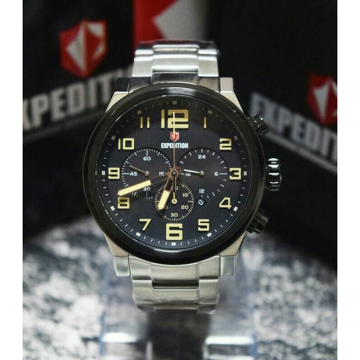 ✅Ready Jam Tangan Pria/Cowok Expedition E6401 Silver Black Terbaru