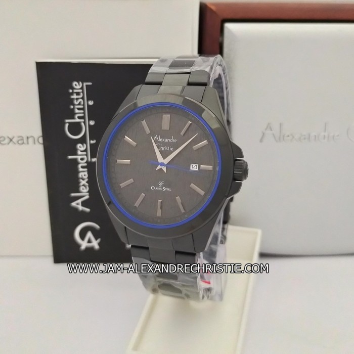 ✅Sale Jam Tangan Pria Alexandre Christie Ac 8644 Md Fblbe Full Black Blue Diskon