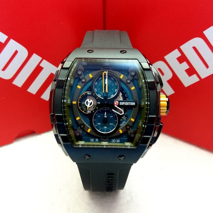 ✅Original Jam Tangan Pria Expedition Original E6782 Black Blue Berkualitas