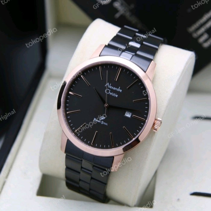 ✅Sale Alexandre Christie Ac1007 Ac 1007 Black Jam Pria Rantai Original Berkualitas