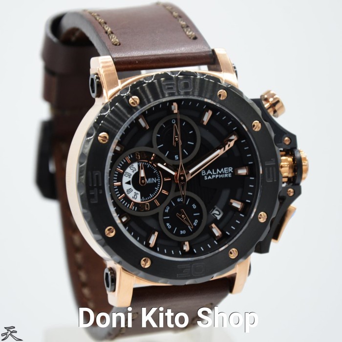 ✅Ori Jam Tangan Pria Original Balmer B7975 Black Rose Gold Brown Terbatas