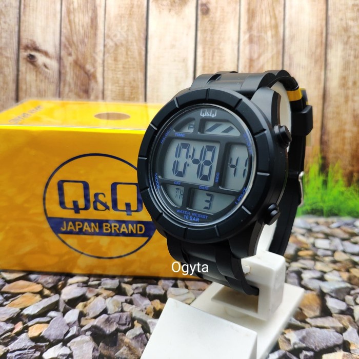 ✅Ori QQ Qq Digital Jam Tangan Pria Strap Karet Hitam M123J013Y Original Terbatas