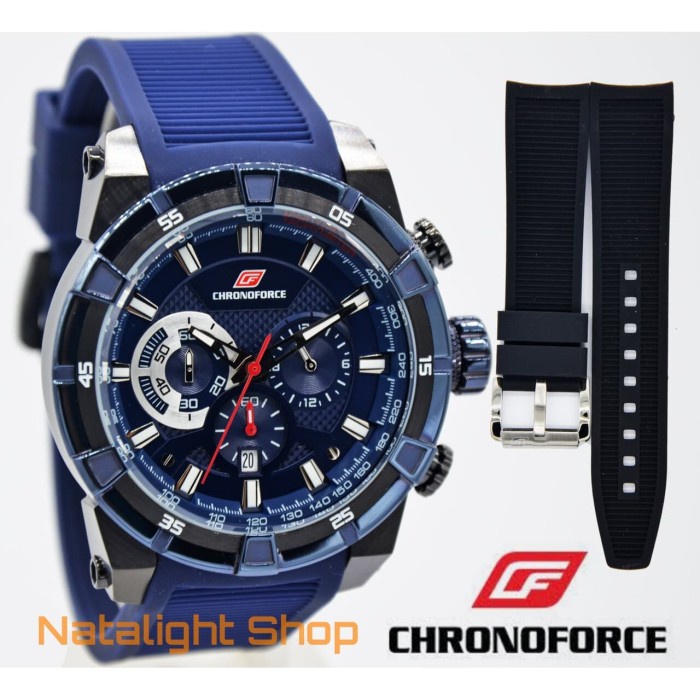 ✅Sale Jam Tangan Pria Chronoforce 5300 Original Rubber Blue Sport Mewah Berkualitas